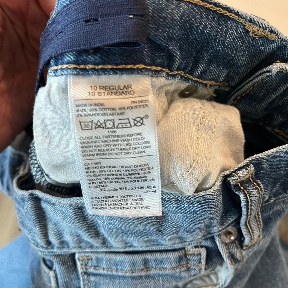 Old Navy Boys Flex Straight Jeans Medium Wash Adjustable Waist | 10 Regular